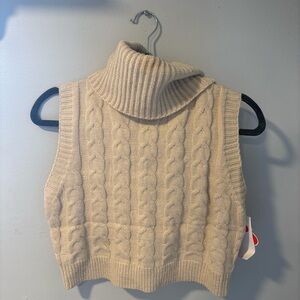 cropped turtle neck sweater vest